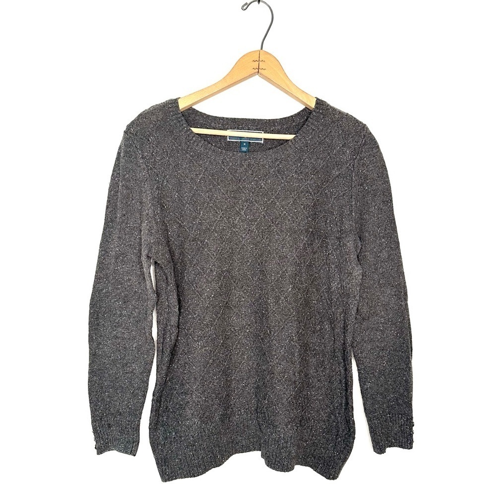 Karen Scott | Gray Diamond Knit Sweater Size Medium